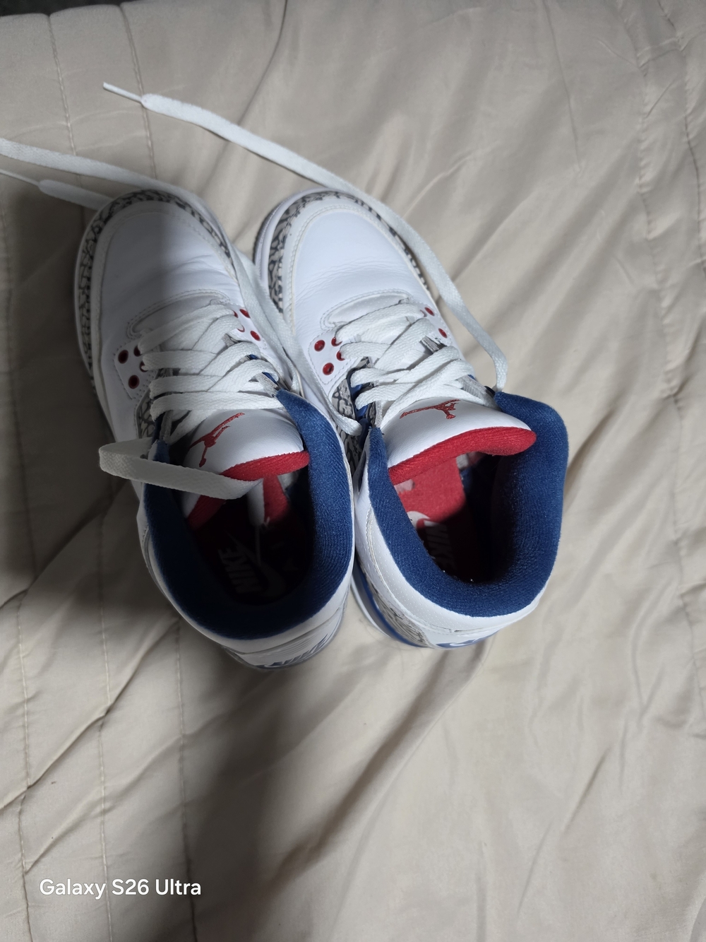 Nike Air Jordan White with Red and Blue Kids Sneakers